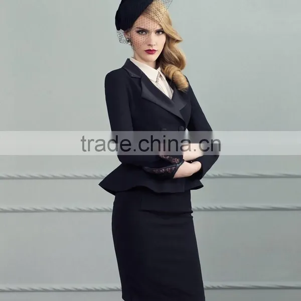 2014 Ladies Two Pieces Long Sleeve Blazer and Skirt Set Women Office Business Suit photo-4