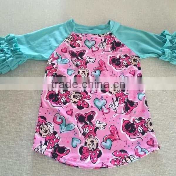 2017 Newest Pattern Raglan t Shirts for Girls Icing Ruffle t Shirts Wholesale Kids Ruffle Raglan photo-4