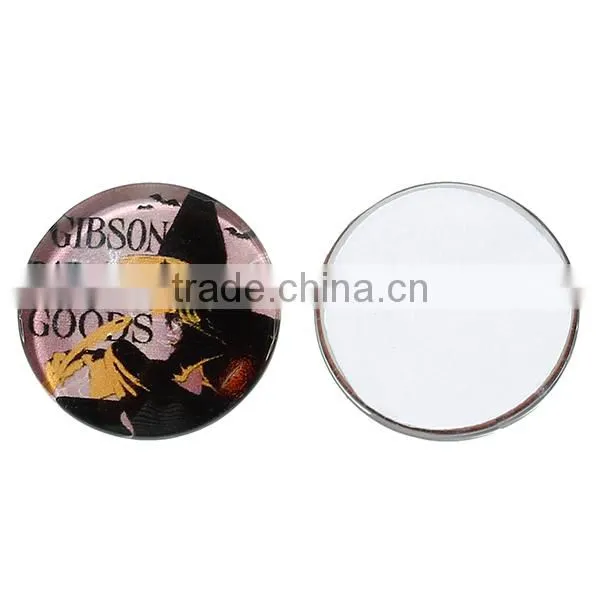 Glass Dome Seals Cabochons Round Flatback Multicolor Halloween Witch Pattern Transparent 20mm Dia photo-3