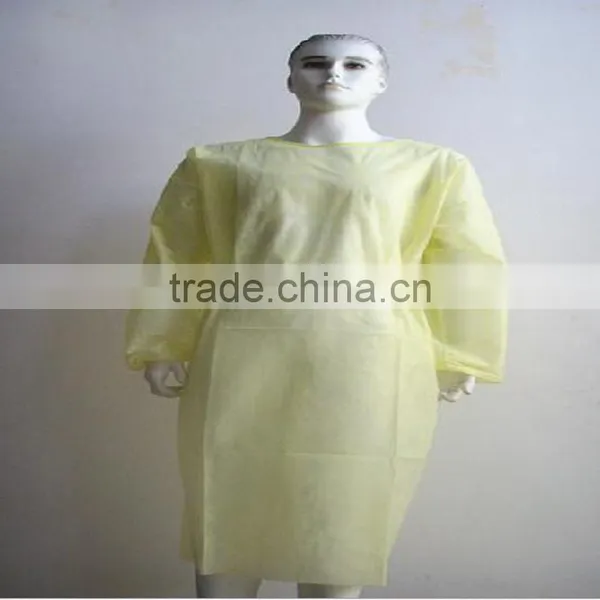 Cheap Disposable Anti-oil Yellow CPE Rain Coat With Buttons