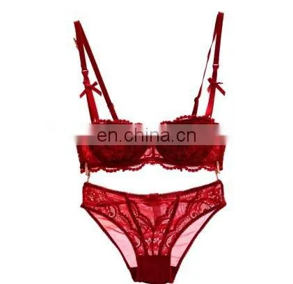 Women Embroidery Bra Hollow Out See Though Lace Bra and Panties Sets Sexy Lingerie Lace Underwear A B C D Cup photo-3