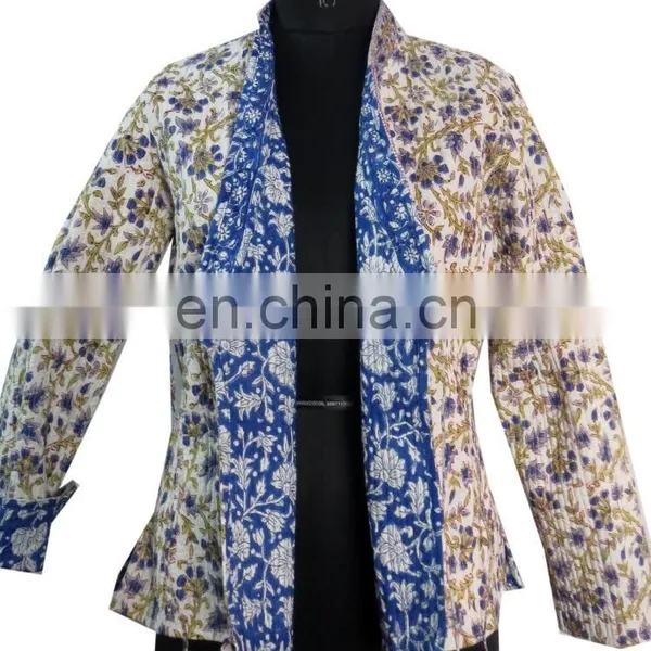 Indian Reversible Block Printed Cotton Quilted Jacket Wholesale Lot Short Coat photo-2