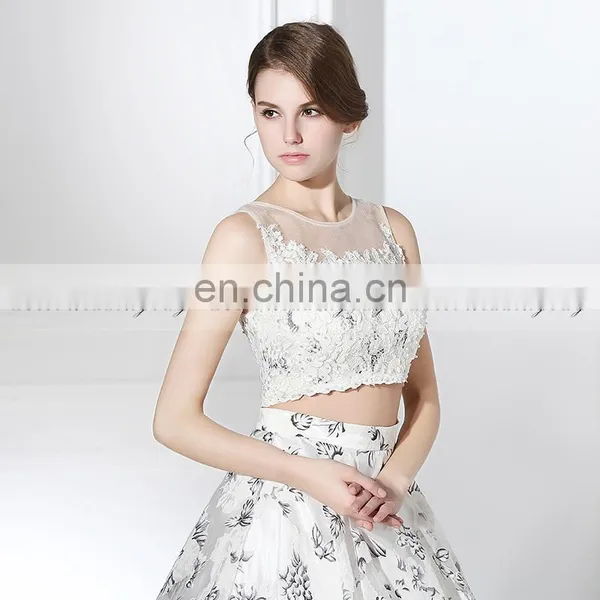 Custom Made Two Piece Prom Dress Floral Prom Dresses LX364 photo-5