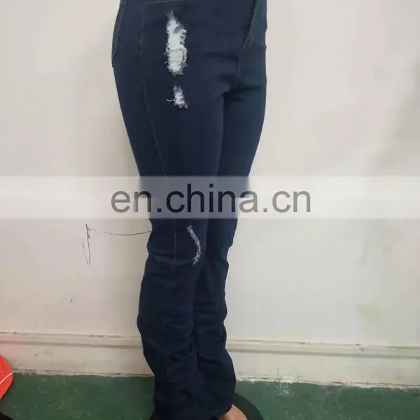 Winter Female Stacked Denim Pants Women Retro Pleated Hole Jeans Straight Trousers Fashion Casual Hole Solid Night Club Pants photo-4