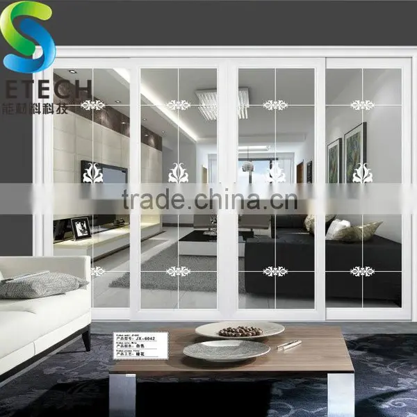 White Tempered Glass With Flower Patterns for Partition Sliding Doors