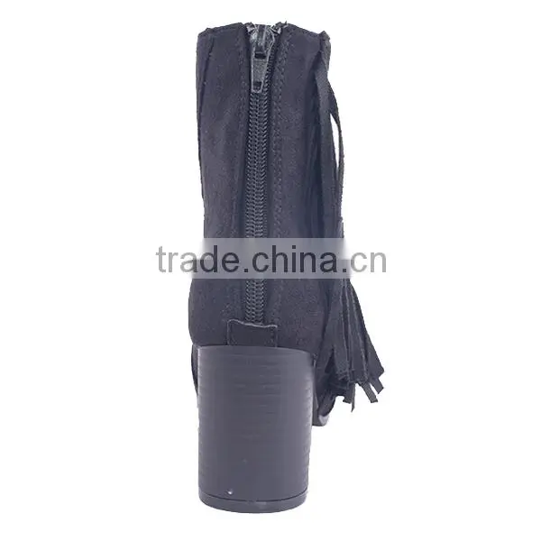 Best Selling Woman High Heel Ankle Boots Side Macrame China Forester Back Zipper Boots photo-5