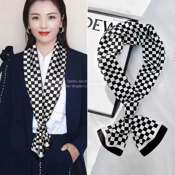Square Scarf Silk Scarf Little Flower Grid Patterns Scave High Quality photo-3