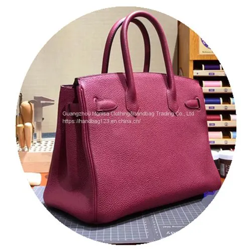 Royal Blue Malachite Green Platinum Bag Genuine Leather Bag Lychee Grain Leather Handbag 25cm photo-5