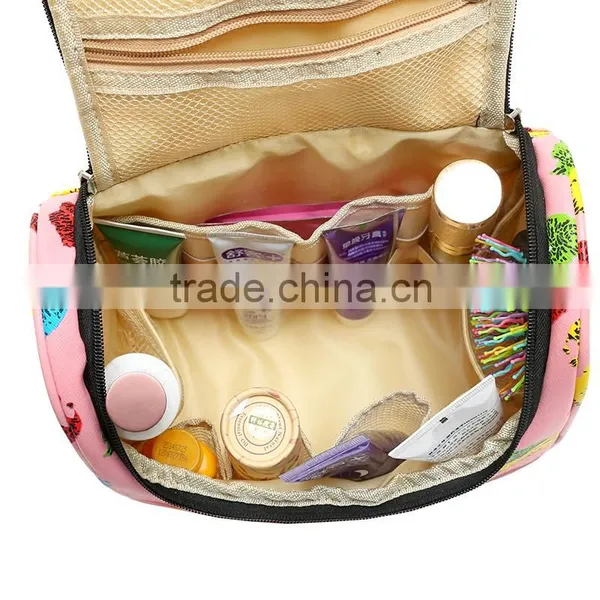 Custom Make Printed Canvas Toiletry Bag, Large Hanging Travel Toiletry Bag, Travel Wash Bag for Women photo-5