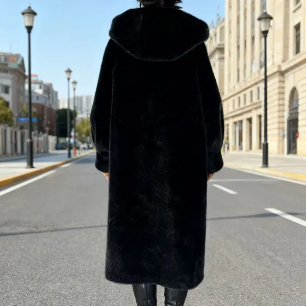 Women's Long-line Faux Fur Mink-style Coat for Autumn and Winter photo-3