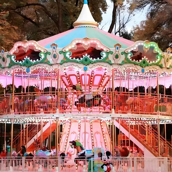 European Vintage Luxury Double Decker Carousel Fiberglass Double Layer Merry Go Round photo-4