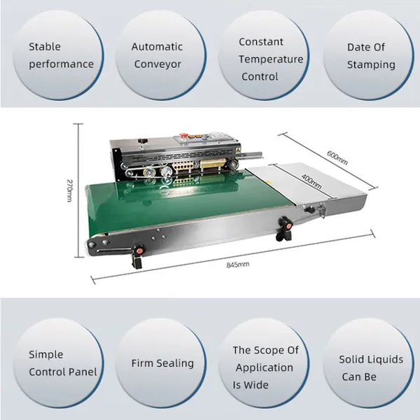 MO-QDMECH Continuous Band Sealer Automatic BZ049 Bag Sealing Machine FR-770 Conveyor Sealer 0-21m/min Food Packing photo-5
