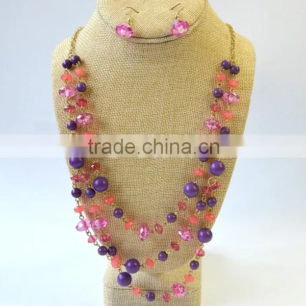Fashion Jewelry Cheapest Crystals Two Layers Long Necklace Set National Sweater Necklace Set photo-2