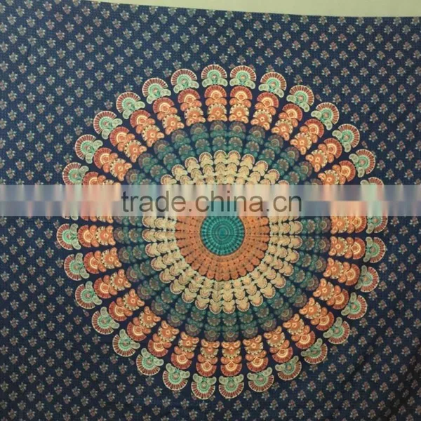 Gypsy Blue Cotton Tapestry Tribal Mandala Beach Cover Throw Hanging Bedsheets From India photo-3