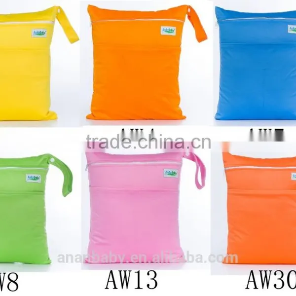 Waterproof Pul Fabric Wet Bags Double Zippers Adult Baby Cloth Diaper Bags