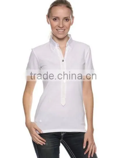 Slim Fit Design Women Organic Cotton t Shirt Wholesale Polo Shirt photo-3