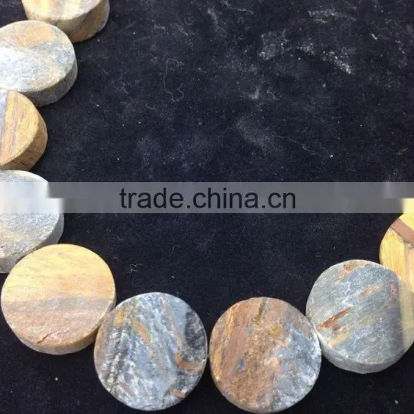 NO PS!!Wholesale Rough Tigereye Flat Coin Semi Precious Beads For Jewellery photo-2