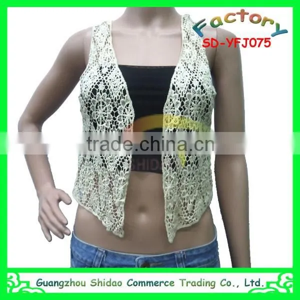 Women's Fashion High Quality Short Sleeve Embroidery Floral Lace Crochet Short Blouses photo-4