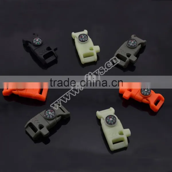 1/2"Fire Starters Whistle Compass Buckle for Paracord Bracelet the New for 2016 Quality Choice photo-2