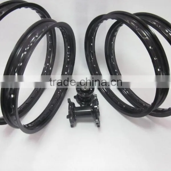 Motorcycle Wheels:CRF 125/250/450 Motorcycle Complete Wheel Sets:Black Hubs With Black Rims 1.60-21" and 1.85-19" photo-2
