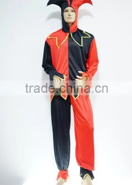 Fashion Scary Court Jester Dress Men Halloween Clothes Costume photo-2