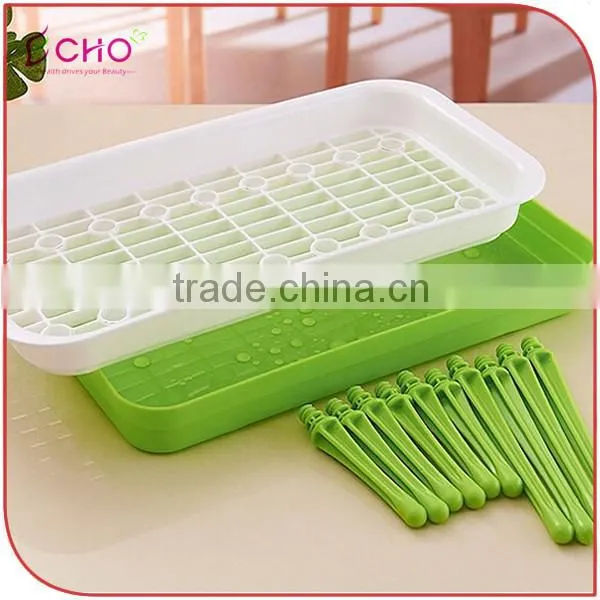 Kitchen Tableware Plastic Rectangle Green Draining Dish Rack for Water Cups and Saucers Holder photo-3
