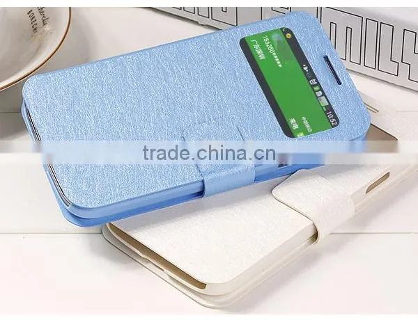 Single Open Window View Design Magnetic Buckle Leather Flip Case For Samsung photo-5