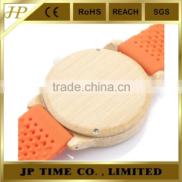 Bamboo Wooden Watch Cloth Dial Soft Silicone Band Quartz Hot Watch photo-2