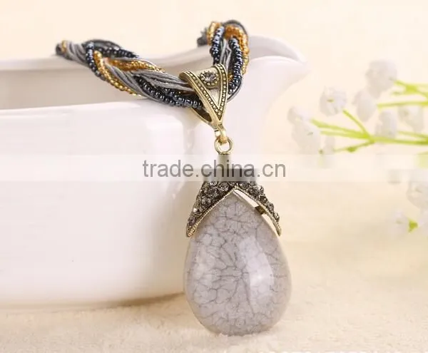 New Fashion Women Long Bib Crystal Pendant Vintage Statement Necklace Jewelry photo-5