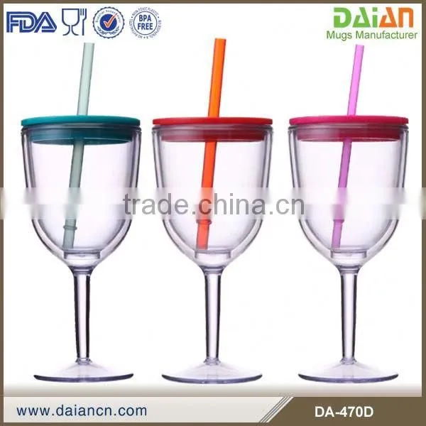 2014 Newest 10 oz Plastic Insulated Wine Tumbler