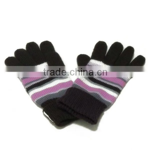 TYCAP130 Five Fingers Striped Knitted Gloves