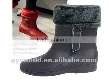 Women Fashion PVC Rain Boots Shoe With Warm Rain Boots