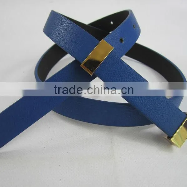 Blue Cheap Skinny PU Leather Ladies Belts photo-2