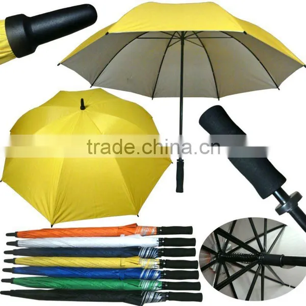 28inch Yellow Cheap Double Ribs Windproof Golf Umbrella