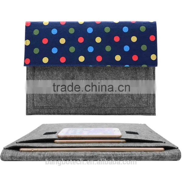 Wool Felt + Canvas Sleeve Carrying Bag for Mabook Laptop Notebook Cover Sleeve photo-4