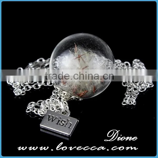 Hot Selling Creative Romantic Glass Cover Dandelion Seed Necklace photo-3