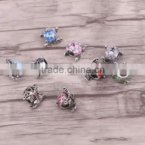 Mini Cute Style Enamel Pumpkin Cars Charm Beads,New Big Hole Silver Plated Beads Fits Charm Bracelet for Women photo-3