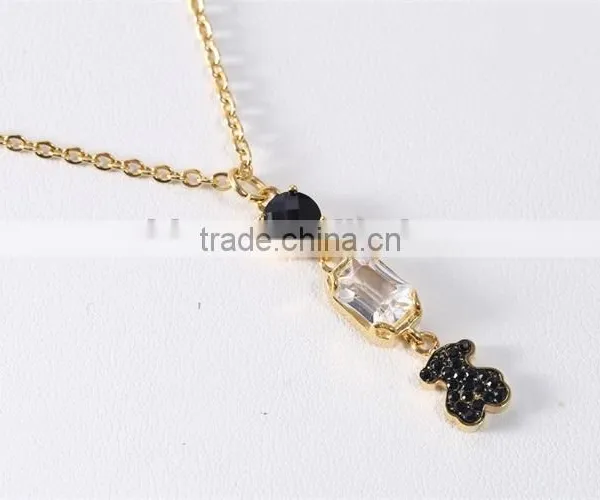 Guangzhou Biggest Wholesale Fashionable Black Bear Pendant Gold Plated Chain Necklace photo-5
