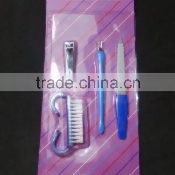 4pcs Pedicure Set, 4 in 1 Manicure Set, Nail Care Set With Blister, Nail Clipper, Pusher, Nail File, Nail Brush