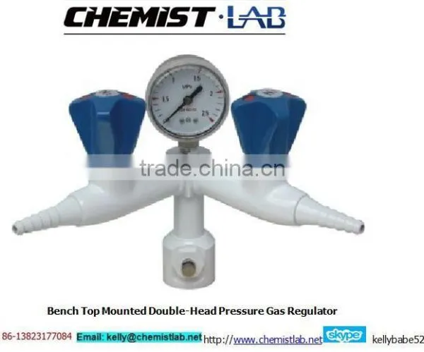 Small Size Chemical Resistant Bench-top Mounted Laboratory Solid Brass Double-head Gas Cock photo-3