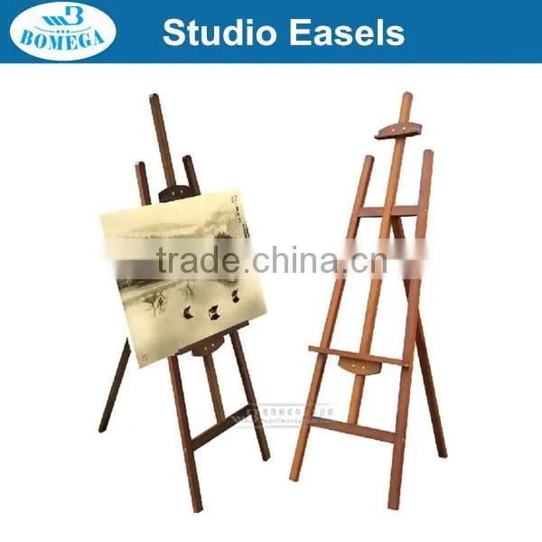 in Stock 1.45m Brown Pine Wood Painting Display Easel Wholesale photo-4