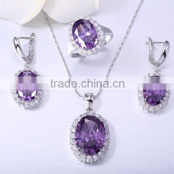 Romantic Wedding Jewelry Sets Design,purple Cubic Zircon Stone Jewelry Set photo-3
