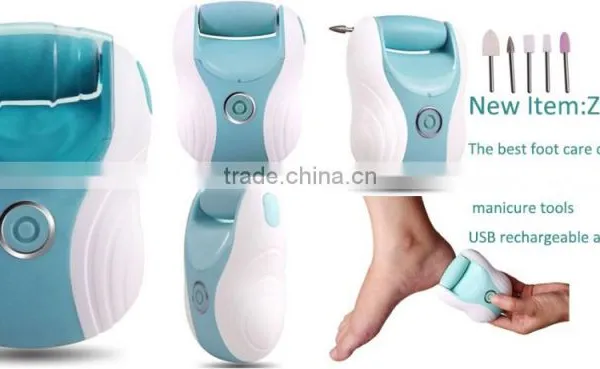 Rechargeable Foot File Callus Remover With Crystal Diamond Roll With Nail Polisher photo-5