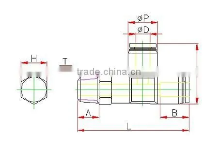 Plastic Tube Fitting, Male Run Tee ,compact One -touch Tube Fitting , photo-2