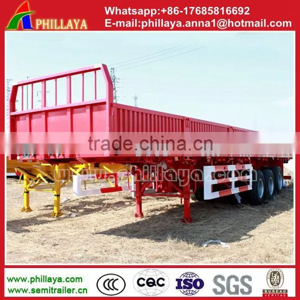 Truck Trailer Type China Manufacture Good Quality Tri Axles Flat Deck Drop Side New Cargo Semi Trailer Price photo-3