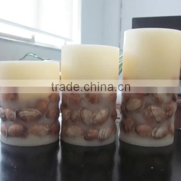 Flameless Led Candles Christmas Decrative Led Real Wax Candles With Shells Led Shells Candles photo-2