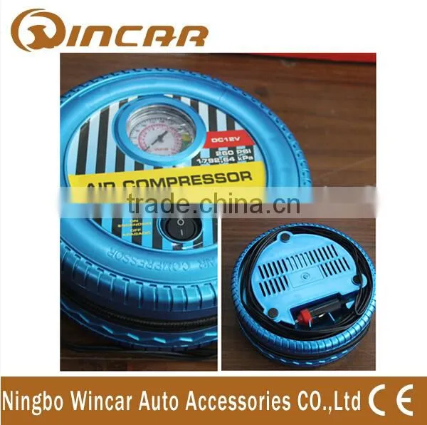 Round 12V 260PSI Mini Air Compressor With Pressure Gauge photo-2