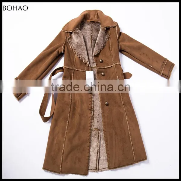 2015 High Fashion Leisure Cardigan Camel Fake Fur Coat photo-2