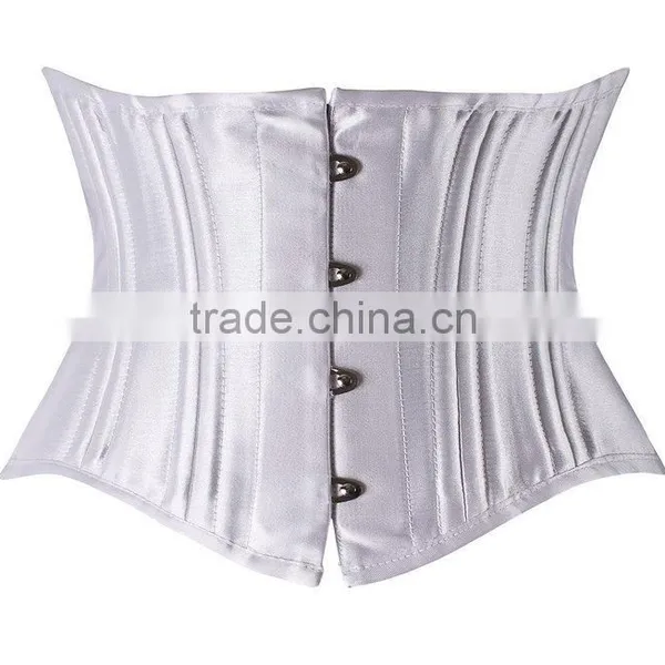 Women Short Double Steel Boned Waist Slimming Satin Waist Trainer photo-3