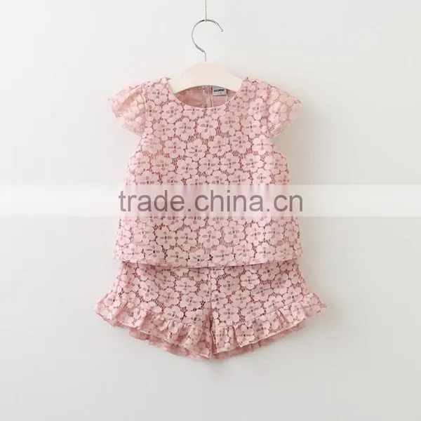 2017 Online Wholesale Baby Clothes Girls Lace Clothing Set for Summer photo-2